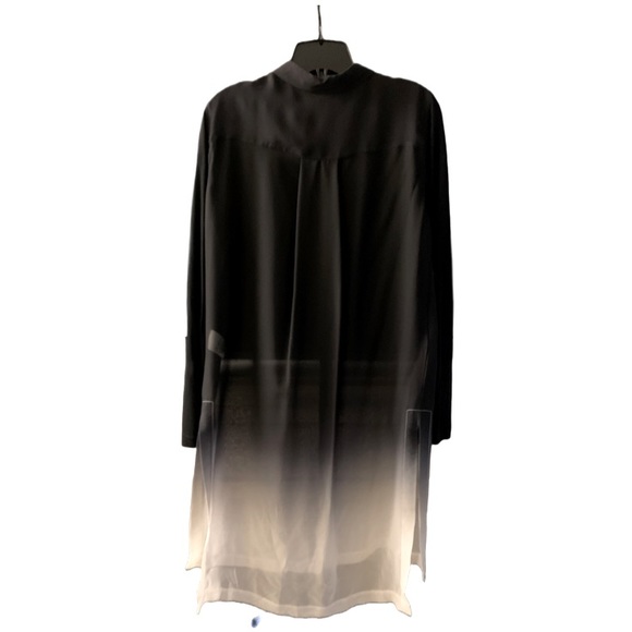 DKNY Long silk ombré shirt with side slits and silk jersey knit sleeves - Picture 2 of 10